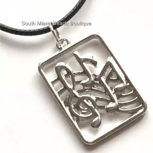 Music Clef Note Necklace Band Singer Musician Teacher Gift Silver Plated 18" - Picture 4 of 10